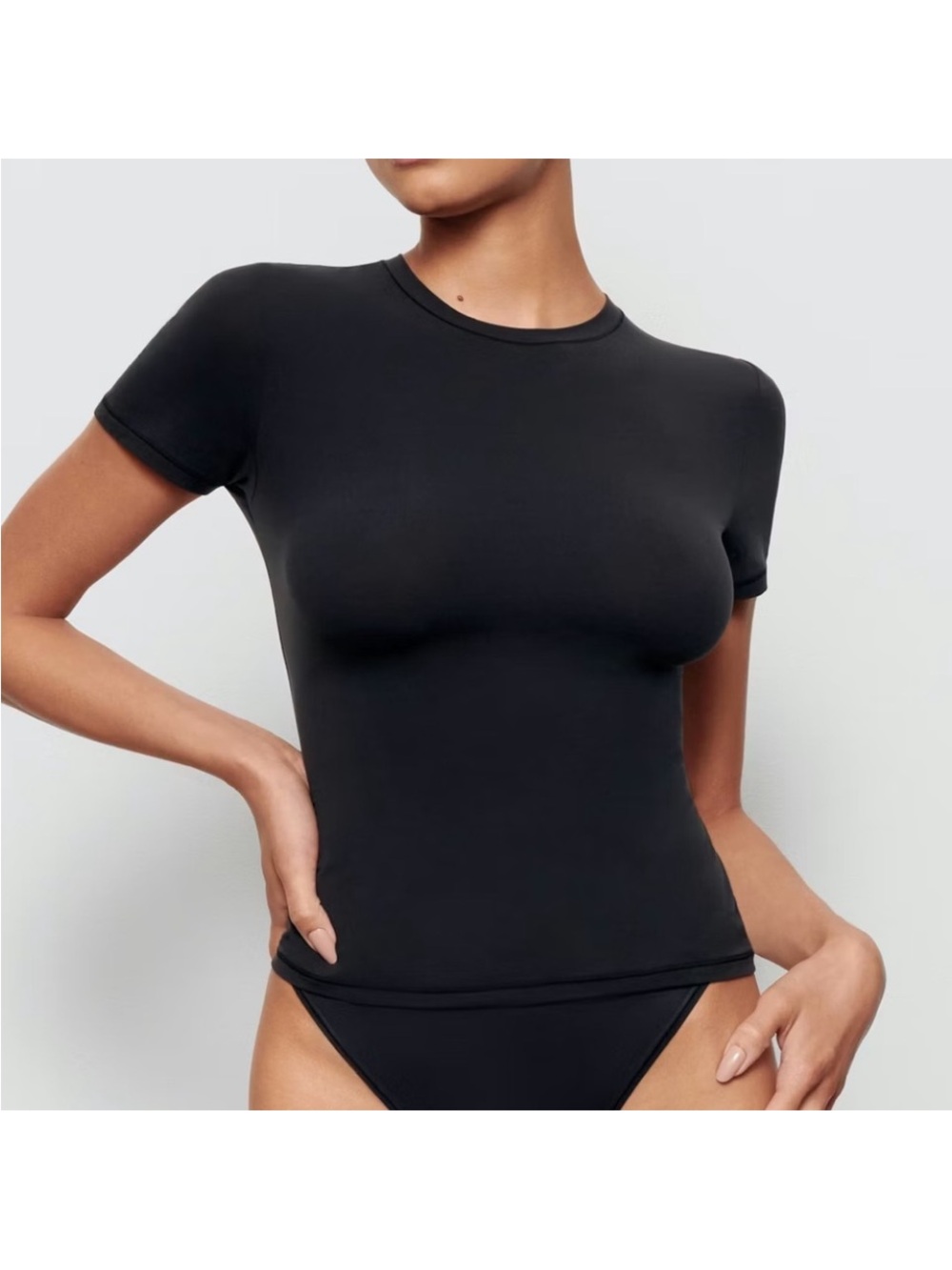 SKIMS Black Short-Sleeve Crewneck Tee